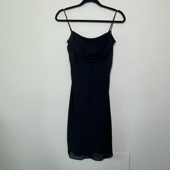 Vintage Jump Slip Dress Sleeveless Spaghetti Strap Cowl Witchy Black Goth Sexy 8 - Picture 4 of 11